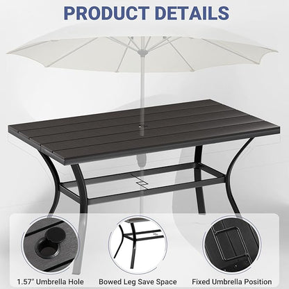 LEVELEVE 7 Piece Outdoor Patio Dining Set with 6 Swivel Dining Chairs & 1 Large Round Dining Table,Bistro Furniture Set for Lawn, Garden, Deck, Backyard and Porch