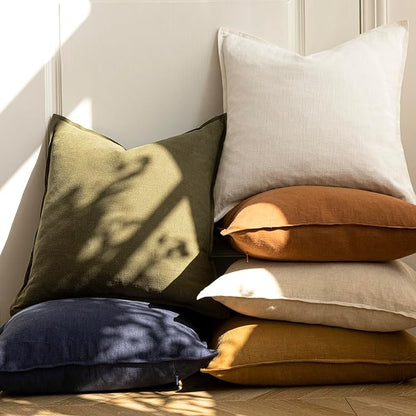 Foindtower Pack of 2, Decorative Linen Soild Throw Pillow Covers Neutral Farmhouse Pillowcase Soft Accent Lumbar Cushion Case for Couch Sofa Bedroom Living Room Home Decor Orange Brown 12 x 20 Inch