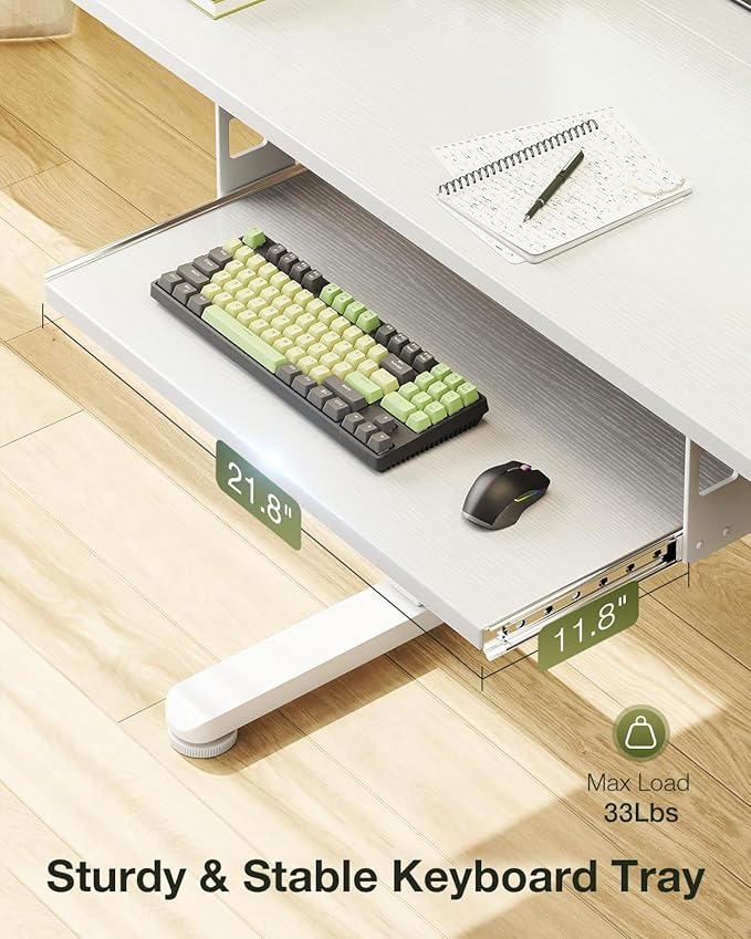 Casaottima Electric Standing Desk with Keyboard Tray, 35 Inch Height Adjustable Small Table, Sit Stand Table, Writing Computer Desk for Home, Office, Workstation, White