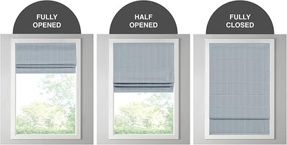 Madison Park Galen Cordless Roman Shade, 23"W x 64"H, Sheen Blue – Room Darkening, Thermal Insulated, Energy Efficient Window Blind with Subtle Sheen Basketweave Fabric for Privacy