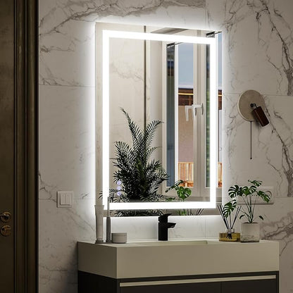 VooBang LED Bathroom Mirror 32 x 48 inches - 3 Adjustable Lighting Modes Lighted Smart Bathroom Vanity Mirror, Anti-Fog, Memory Function, Tempered Glass, Wall Mounted Horizontally Vertically
