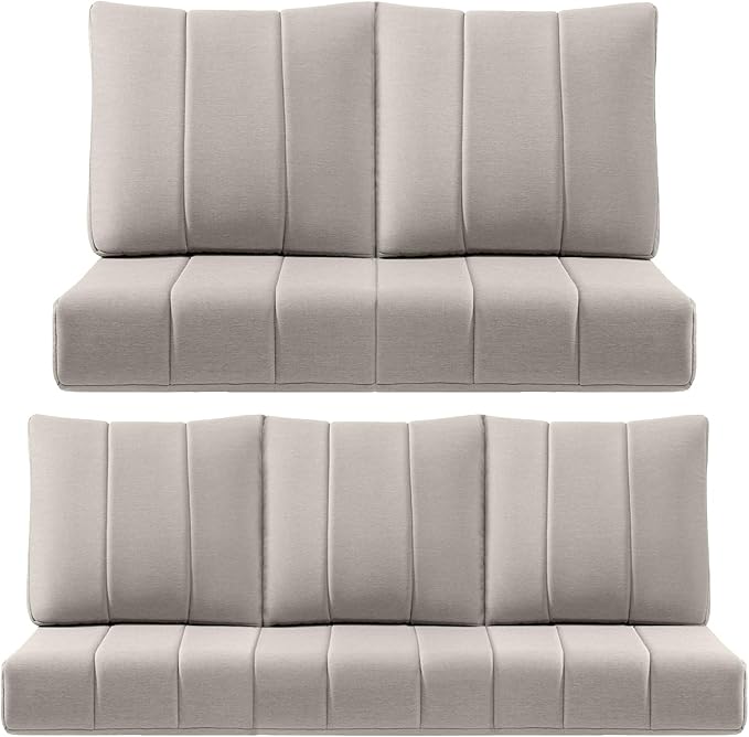 Luxury 24x24x6 Inch Kitty Outdoor Cushions for 5 Peice Patio Furniture Set - Set of 5 Water-Resistant Pillow for Dining Rocking Swivel Chairs Loveseat Couch Sectional Sofa - Beige