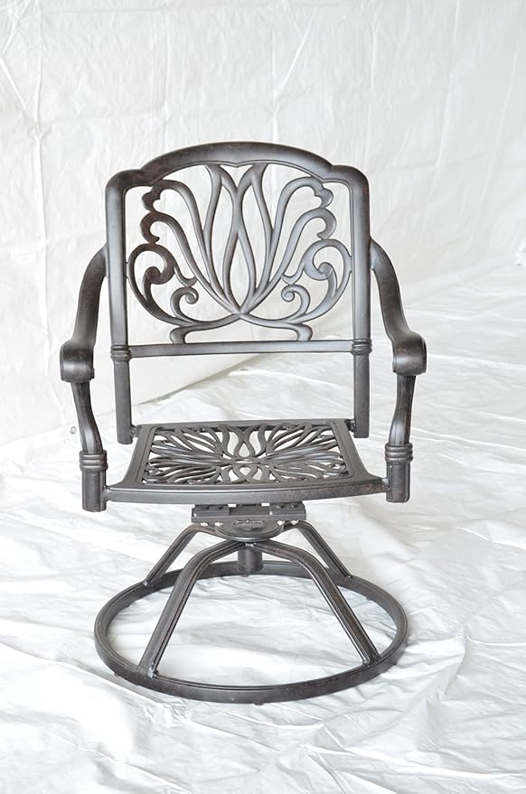 Elizabeth Outdoor Patio 9pc Dining Set 44" X 84" Cast Aluminum, Walnut Cushions