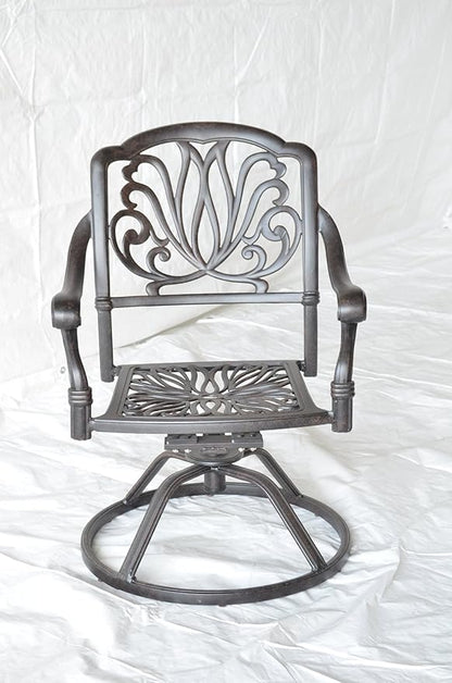 Elizabeth Outdoor Patio 9pc Dining Set 44" X 84" Cast Aluminum, Walnut Cushions