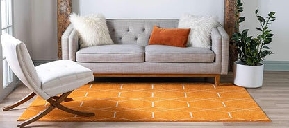 Unique Loom Trellis Frieze Collection Area Rug - Geometric (8' x 10', Orange/ Ivory)