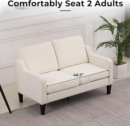 VINGLI Loveseat 53" Small Couch Loveseat Sofas for Living Room Mid Century Modern Sofa Couch Beige Love Seat Couches with Scooped Arms for Small Spaces, Bedroom, Apartment, Studio