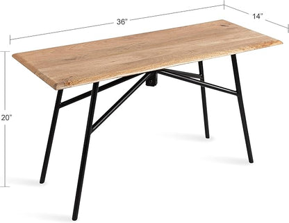 Kate and Laurel Pallson Modern Bench, 36 x 14 x 20, Natural Wood and Black, Decorative Boho Decor for Storage and Display