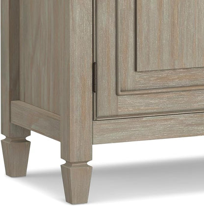 SIMPLIHOME Connaught 40-inch Wide Solid Wood Storage Cabinet in Distressed Grey for Entryway, Living Room, Organizer for Hats, Gloves, Shoes, Keys, Slim Design, Traditional Style