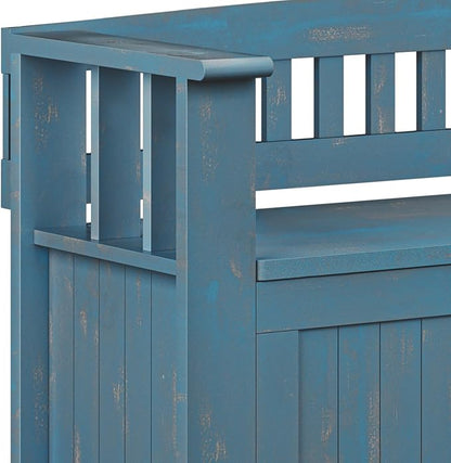 SIMPLIHOME Acadian Entryway Storage Bench - 48 inch Wide Solid Wood Hallway Seat in Distressed Coastal Blue, Transitional Bench for Entryway or Living Room with Lift-Up Lid and Spacious Storage