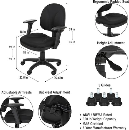 OEF Furnishings Comfort Office Chair, 18"-22", Black