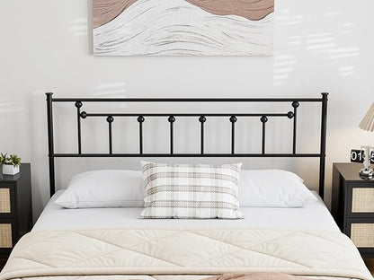 Metal Full Size Headboard - Victorian Farmhouse Style, Easy Assembly, Steel Headboard Only for Bedroom - Black