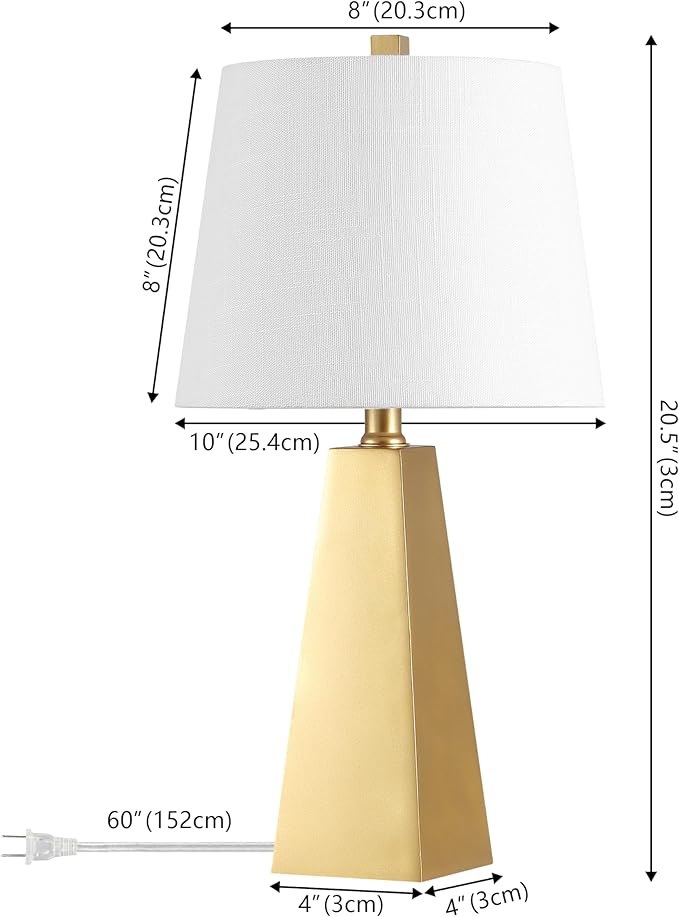 JONATHAN Y JYL1038A Owen 20.5" Resin LED Table Lamp Contemporary Bedside Desk Nightstand Lamp for Bedroom Living Room Office College Bookcase LED Bulb Included, Gold