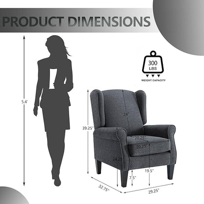 Accent Chair for Living Room Set of 2, High Back Reading Armchairs with Removable Seat Cushion, Mid-Century Single Couch in Fabric, Modern Ergonomic Wingback Chair for Bedroom,Club, Balcony