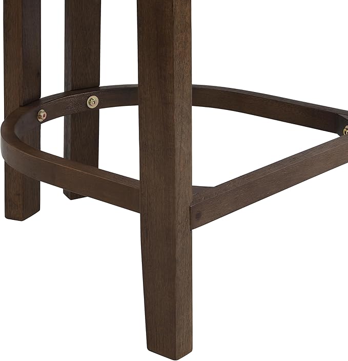 Christopher Knight Home Minso Wooden Counter Height Bar Stools Set of 2, Comfy Upholstered Barstools with Backrest/Footrest, Counter Stool for Kitchen Island/Home Bar Table, Walnut + Beige