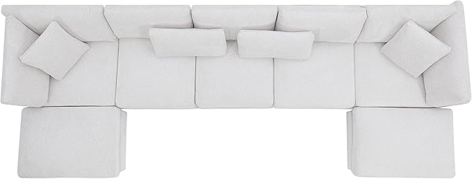 Christopher Knight Home Zery 7-Piece U-Shape Lounge Sofa Couch with Ottomans, Modern Modular Sectional Sofa Set with Pillow Back for Living Room, Chenille Upholstered Cloud Couch with Deep Seat,Beige