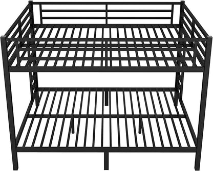 Bellemave Queen Over Queen Bunk Bed for Adults, Queen Size Bunk Beds Frame with 2 Side Ladder and Full Length Guardrail, Easy Assemble Bunkbeds, Noise Reduced, Mattress Not Included, Black