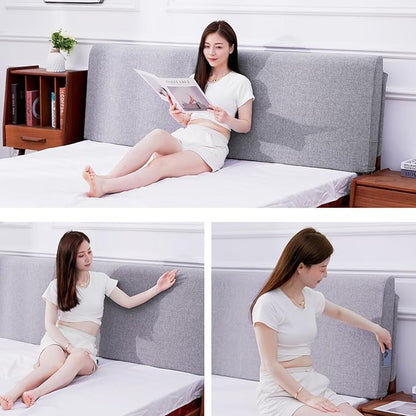 Upholstered King Headboard, No Tools Needed, Wall Mounted Headboard with Removeable Washable Linen, Multi-Functional Backrest (Grey)