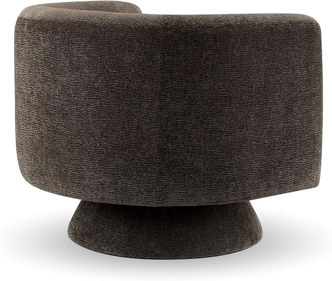 CHERS Swivel Accent Chair, Mid Century Modern Round Barrel Chairs, Upholstered Velvet Fabric Home Sofa Living Room with Solid Wood Base, Single Sofa Lounge Chair, Espresso