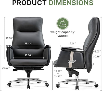EUREKA ERGONOMIC Royal II Executive Office Chair High Back, Big and Tall with Extra Wide Seat, Silicone Leather Desk Chair Computer Chair, Modern Office Chair Home Office Desk Chairs-Gray