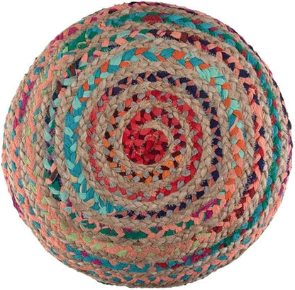 SIMPLIHOME Margo Boho Round Pouf in Multi Color Braided Jute for the Living Room, Bedroom and Kids Room