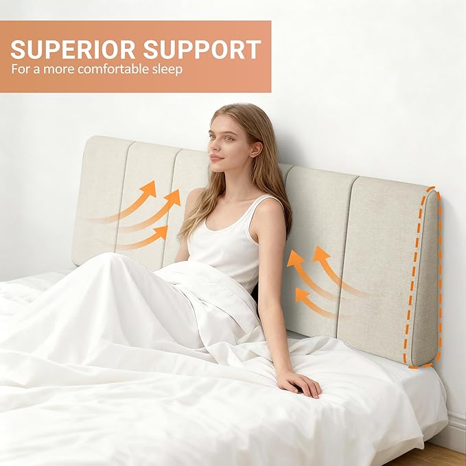 Queen Size Headboard Only-No Assembly, Upholstered Headboard Queen Size Linen Fabric Modern Style Headboards for Adjustable Bed Extra-Thick, Beige