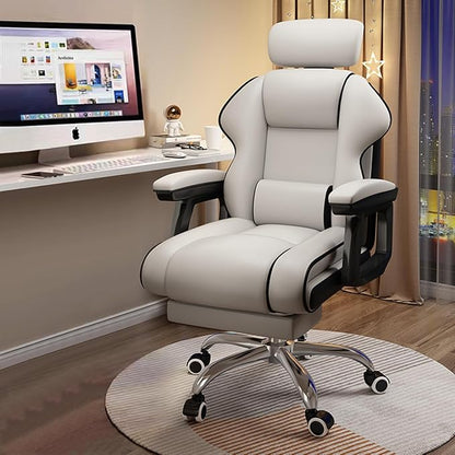 Executive Computer Chair Home Office Desk Chair,Adjustable Angle, Ergonomic Adjustable Height PU Leather Chairs with Cushions Armrest for Long Time Seating-High Office Chair with Footrest