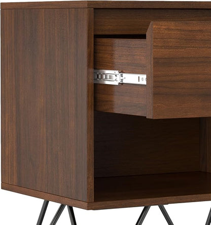 SIMPLIHOME Hunter 20 inch Wide Industrial Modern Nightstand in Walnut for the Living Room and Bedroom