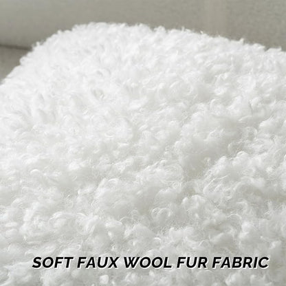 FUTEI Cream White Decorative Throw Pillow Covers 18x18 Inch Set of 2,Soft Fluffy Faux Wool Fur Boucle Textured Cushion Case,Modern Home Decor for Couch Bed Living Room Office
