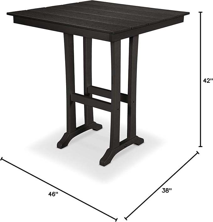 POLYWOOD Farmhouse Bartable Black - 42" Bar Height Outdoor Bistro Table - Heavy Duty HDPE Patio Furniture - Modern Farmhouse Style Bar High Top Table for Deck, Garden & Poolside