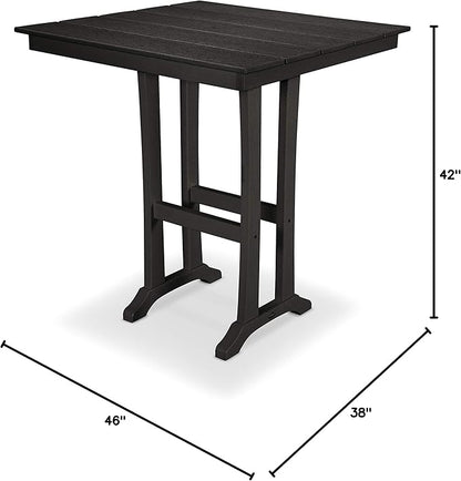 POLYWOOD Farmhouse Bartable Black - 42" Bar Height Outdoor Bistro Table - Heavy Duty HDPE Patio Furniture - Modern Farmhouse Style Bar High Top Table for Deck, Garden & Poolside