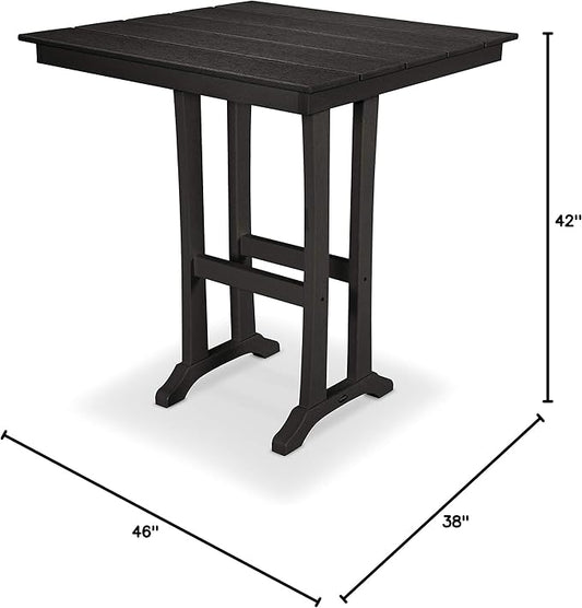 POLYWOOD Farmhouse Bartable Black - 42" Bar Height Outdoor Bistro Table - Heavy Duty HDPE Patio Furniture - Modern Farmhouse Style Bar High Top Table for Deck, Garden & Poolside