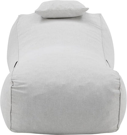 Christopher Knight Home Morton Outdoor Bean Bag Chair, Fabric Bean Bag Chair for Adults and Kids, Indoor/Outdoor Sun Lounger with Headrest, Patio Chaise Lounge Chair, Light Gray
