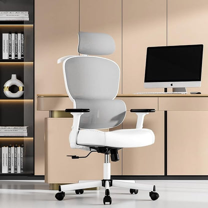 Office Chair, Ergonomic Desk Chair, High Back Desk Chair, Big and Tall Reclining Comfy Home Office Chair with Lumbar Support Breathable Mesh Computer Chair Adjustable Armrests