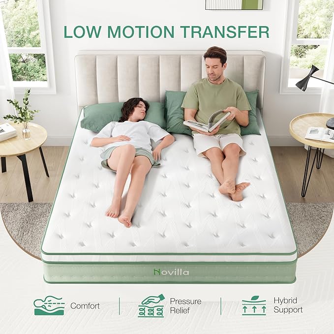 Novilla Full Mattress, 10 Inch Hybrid Mattress Full Size,High Resilience Foam with Pocket Springs for a Peaceful Sleep, Medium Firmness, Balanced Support