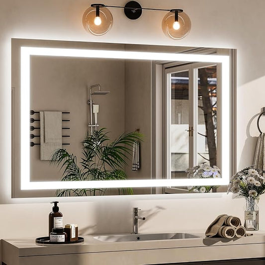 VooBang Bathroom Mirror with Lights 36 x 55 inches - 3 Adjustable Lighting Modes LED Bathroom Vanity Mirror, Anti-Fog, Memory Function, Tempered Glass, Wall Mounted Horizontally Vertically