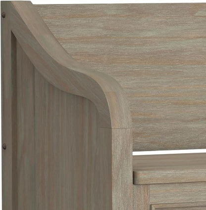 SIMPLIHOME Connaught SOLID WOOD 42 inch Wide Traditional Entryway Storage Bench in Distressed Grey for the Living Room, Entryway and Family Room