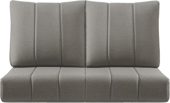Luxury 24x24x6 Inch Kitty Outdoor Seat Cushions - Set of 2 Water Resistant Patio Chair Comfortable Cushion for Rattan Dining Rocker Glider Chairs Loveseat Couch Sectional Sofa - Grey