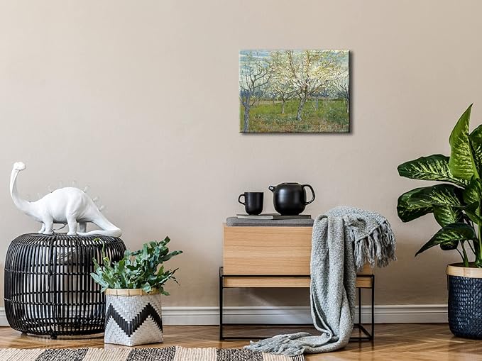 Wieco Art Orchard with Blossoming Apricot Trees Giclee Canvas Prints Wall Art of Van Gogh Famous Oil Paintings Reproduction Modern Classic Flowers Landscape Pictures Artwork for Home Decoration