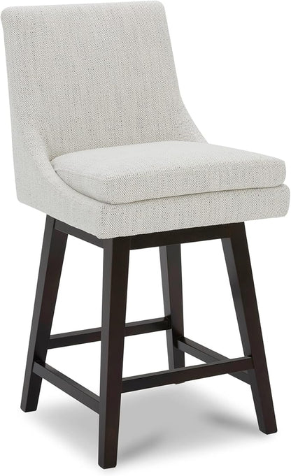 CHITA Counter Height Swivel Bar Stools Set of 4, FSC Certified Upholstered Fabric Barstool Chairs with Back, 26.8" H Seat Height, Fabric in Ivory