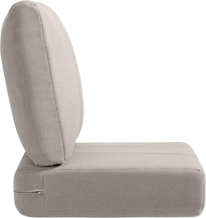 Luxury 24x24x6 Inch Kitty Outdoor Seat Cushions - Set of 2 Water Resistant Patio Chair Seat Cushion for Rattan Dining Rocker Glider Chairs Loveseat Couch Sectional Sofa - Beige