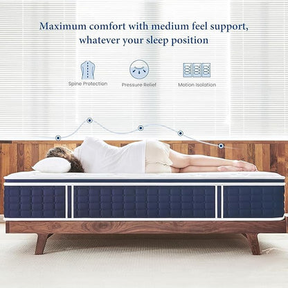 Twin Mattress 12 inch, Multi Layer Comfort Foam and Coil for Extra Back Support, Medium Firm Hotel Collection Hybrid Sleep System for Deep Relaxation, Breathable Bed Mattresses in a Box Twin Size