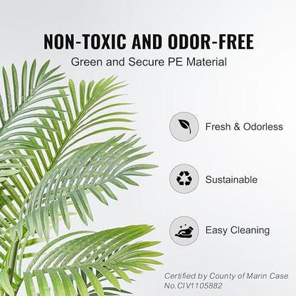 VEVOR Artificial Palm Tree, 6 FT Tall Faux Plant, Secure PE Material & Anti-Tip Tilt Protection Low-Maintenance Plant, Lifelike Green Fake Tree for Home Office Warehouse Decor Indoor Outdoor