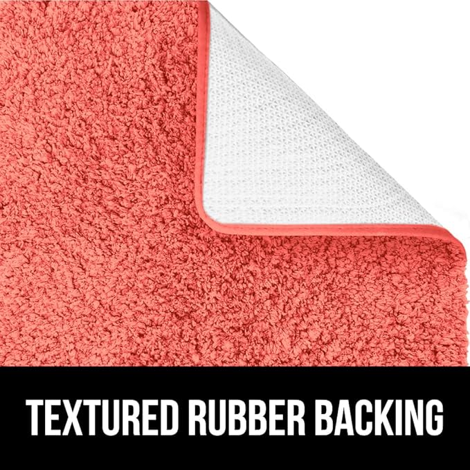 GORILLA GRIP Bathroom Rugs, 36x24, Ultra Soft Absorbent Mat, Thick Plush Bath Rug, Machine Washable, Microfiber Quick Dry, Mats for Shower, Bathtub and Floor, Home Decor Accessories, Coral