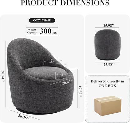 360° Swivel Accent Chair Set of 2, Mid-Century Modern Chair with Hidden Storge, Small Swivel Chair with Arms for Living Room/Office - Dark Grey