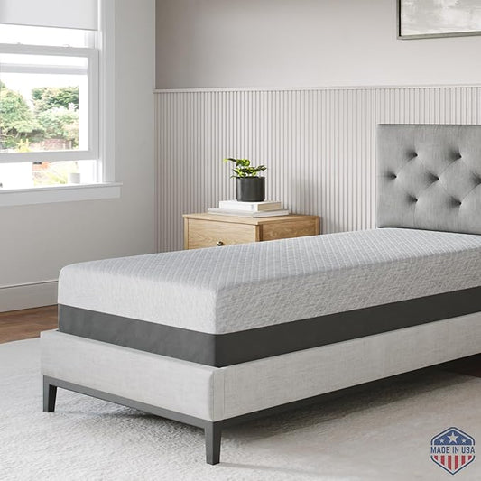Celestial Sleep Gel Memory Foam Mattress in a Box, Made in The USA, CertiPUR-US® Certified Foam, Oeko-Tex, and Fiberglass-Free Certified Bed, 8 inch Firm - TwinXL