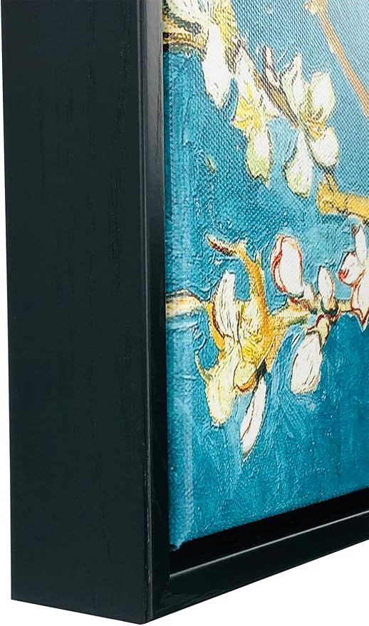 Wieco Art Framed Art Almond Blossom Floral Canvas Prints of Van Gogh Famous Oil Paintings Reproduction Flowers Pictures on Canvas Wall Art for Living Room Home Decorations Black