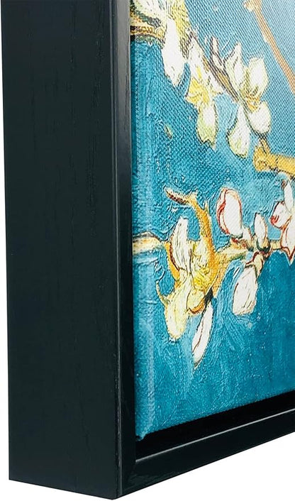 Wieco Art Framed Art Almond Blossom Floral Canvas Prints of Van Gogh Famous Oil Paintings Reproduction Flowers Pictures on Canvas Wall Art for Living Room Home Decorations Black