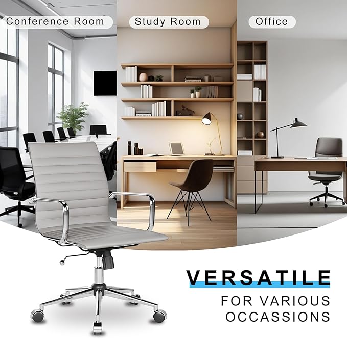 Office Chair Ergonomic Swivel Desk Chair with Wheels Adjustable Heavy-Computer Chair for Home and Conference Room Wide 22.83in Seat for Women and Men ，Grey