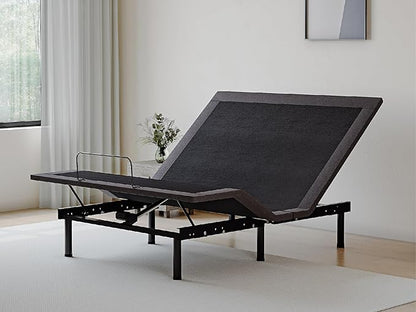Queen Adjustable Bed Base Frame,Electric Bed with Head and Foot Incline,Soft Cover & Zero Gravity & Wireless Remote with Backlight, 80"×60"×12",Black