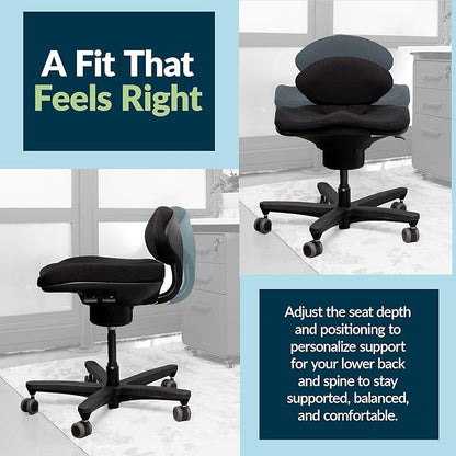 Vari CoreChair – Ergonomic Armless Office Chair for Active Sitting, Core Support & Posture – Adjustable Seat Height & Depth – Compact Task Chair for Home Office Desk – 250 lb Capacity (Black)